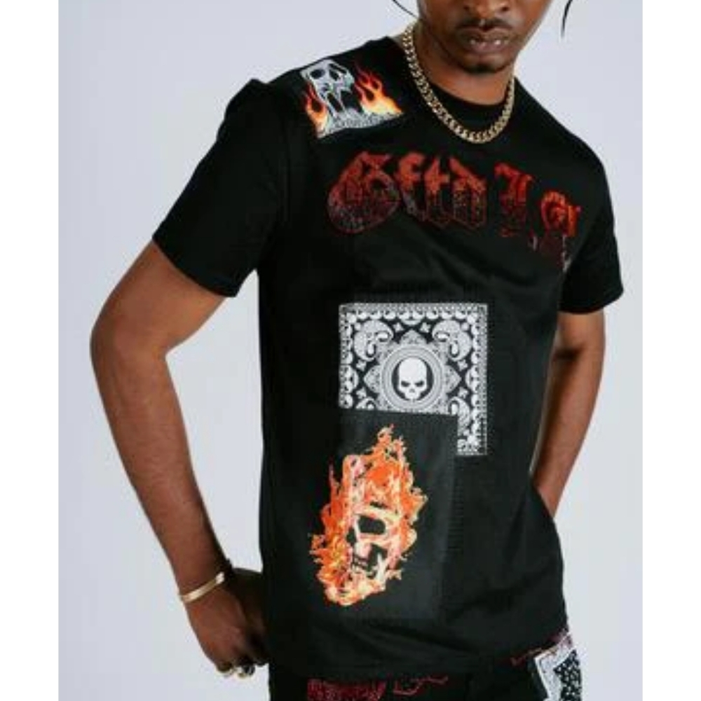 GFTD BISHOP GRAPHIC SKULL T-SHIRT  MEN SIZE XL BLACK